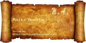 Maitz Anetta névjegykártya